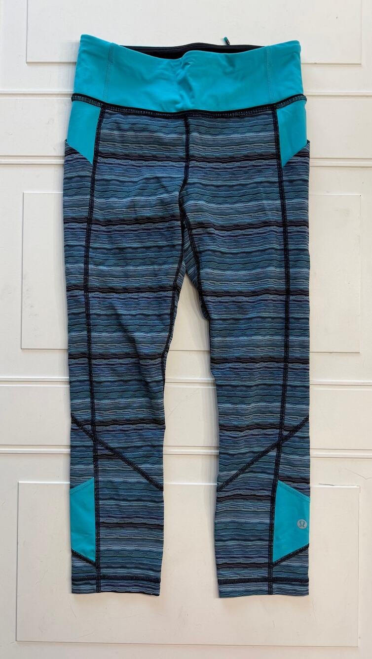 Lululemon Womens Sz 4 Pace Rival Cropped Leggings Space Dye Twist Peacock Blue